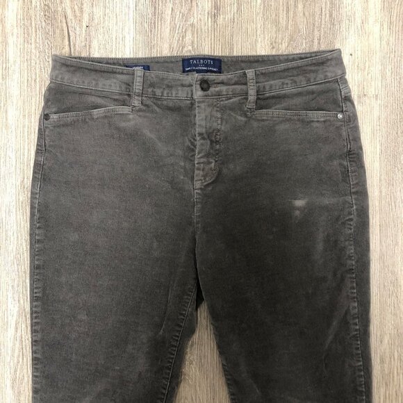 Talbots Women's Size 10 Simply Flattering 5 Pocket Straight Grey Corduroy Pants - Picture 3 of 7